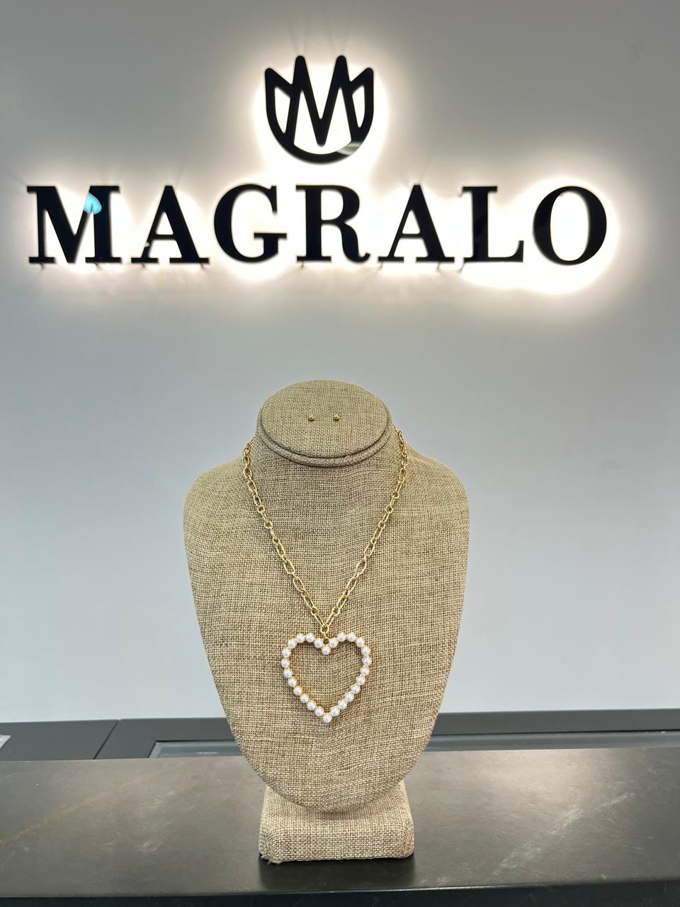 Cadena corazon perlitas